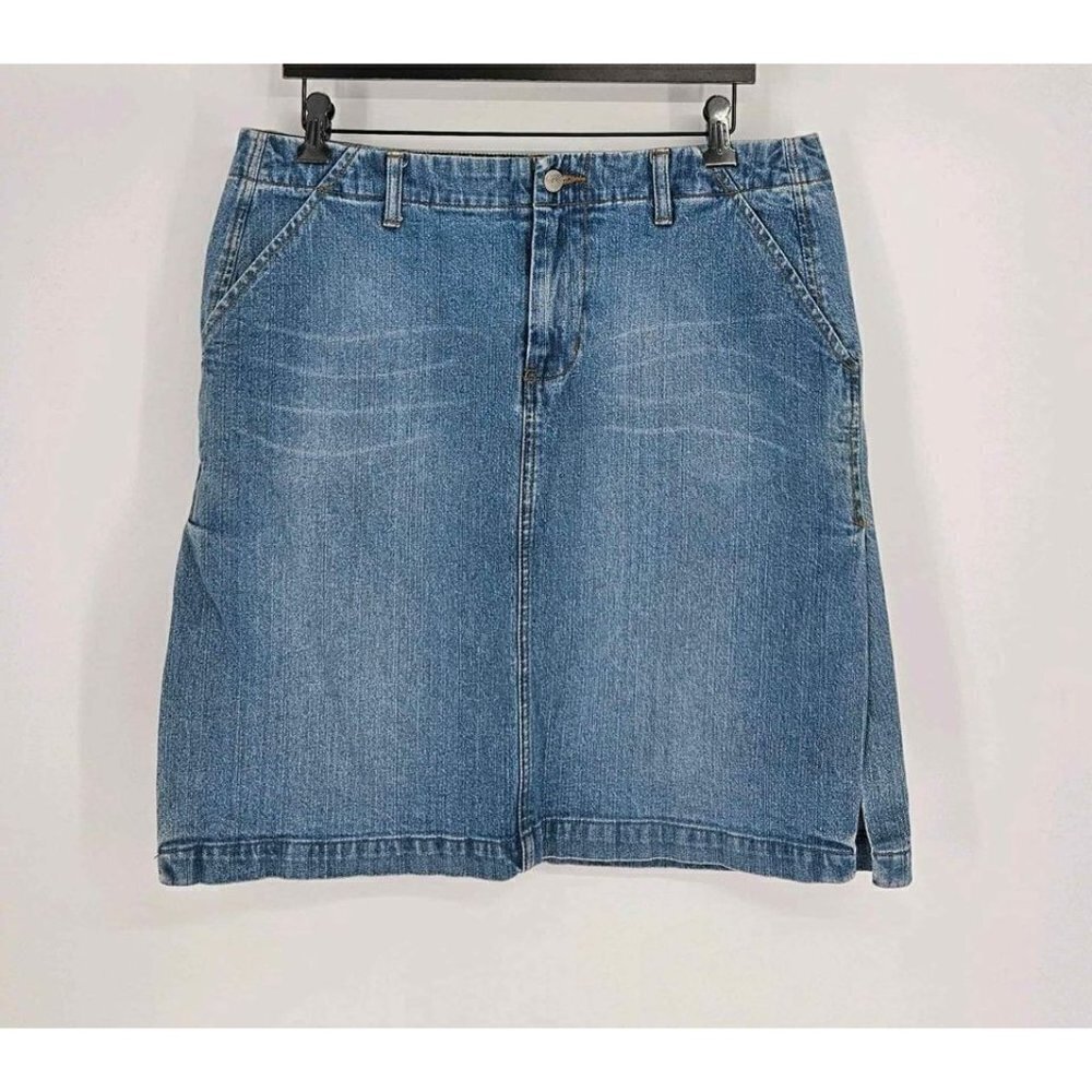American Eagle Outfitters Womens Stretch Med Wash Blue Jean Denim Skirt Size 10